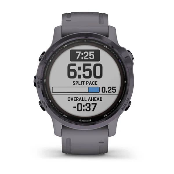 Часы Garmin Fenix 6S Pro Solar аметистовый с темно-серым ремешком
